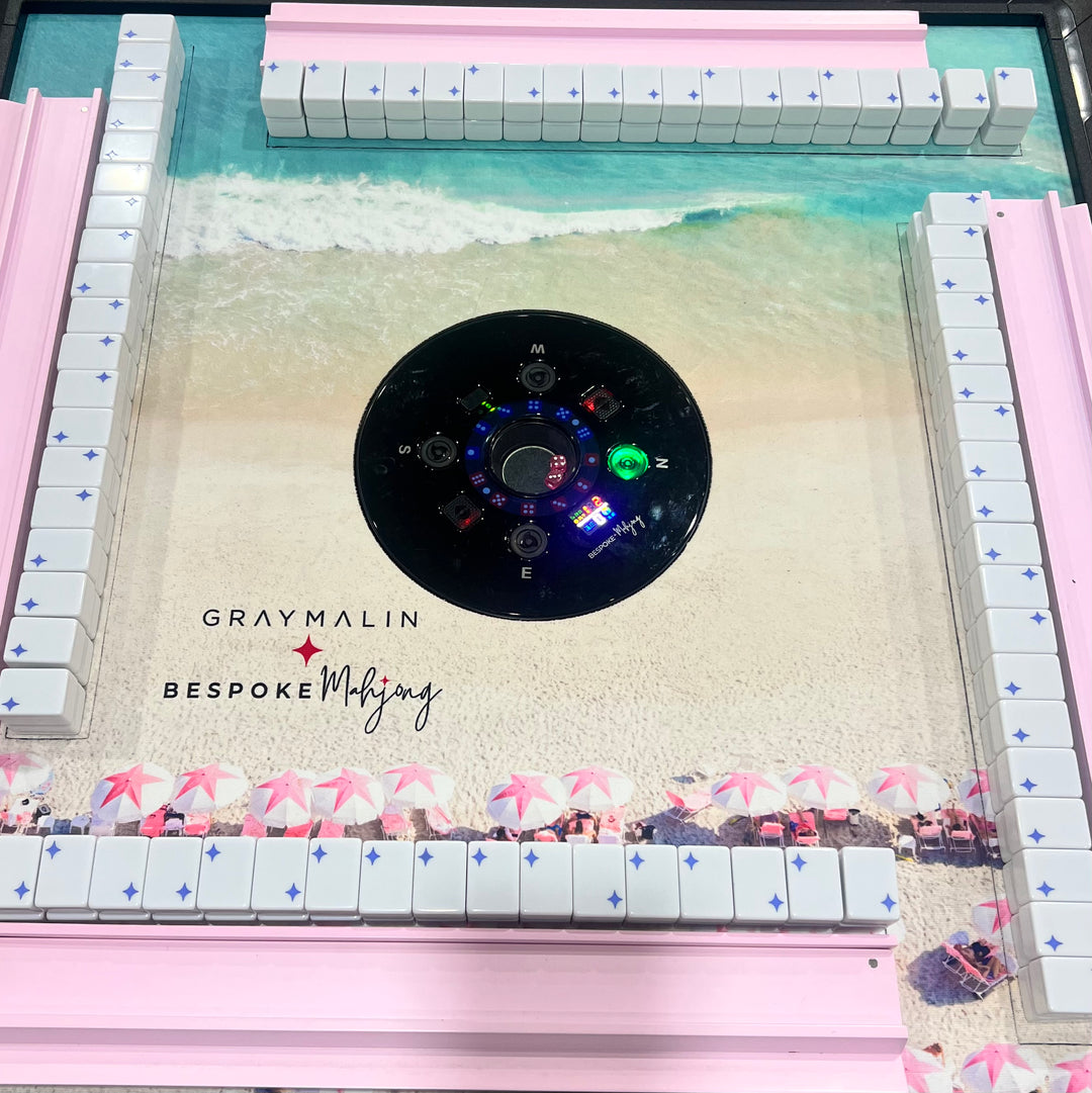 In Stock - Bespoke X Gray Malin Laguna Table - Pink and White Umbrellas, Cape May