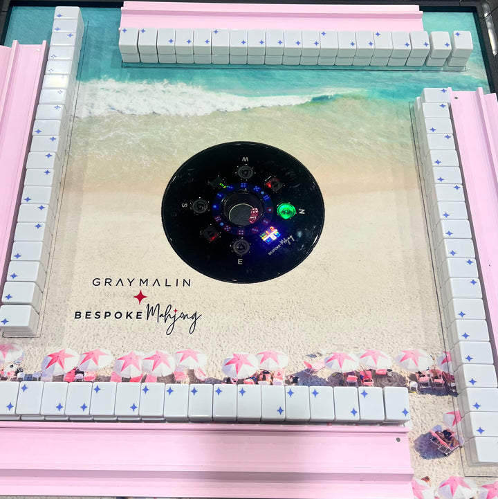 In Stock - Bespoke X Gray Malin Laguna Table - Pink and White Umbrellas, Cape May