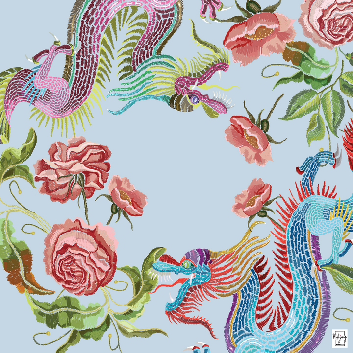 PREORDER - YEAR OF THE DRAGON MAT - PERIWINKLE