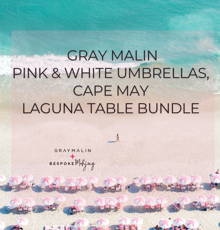 In Stock - Bespoke X Gray Malin Laguna Table - Pink and White Umbrellas, Cape May