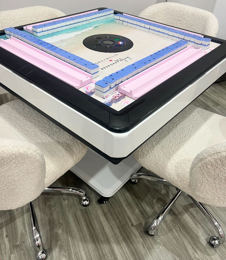 In Stock - Bespoke X Gray Malin Laguna Table - Pink and White Umbrellas, Cape May