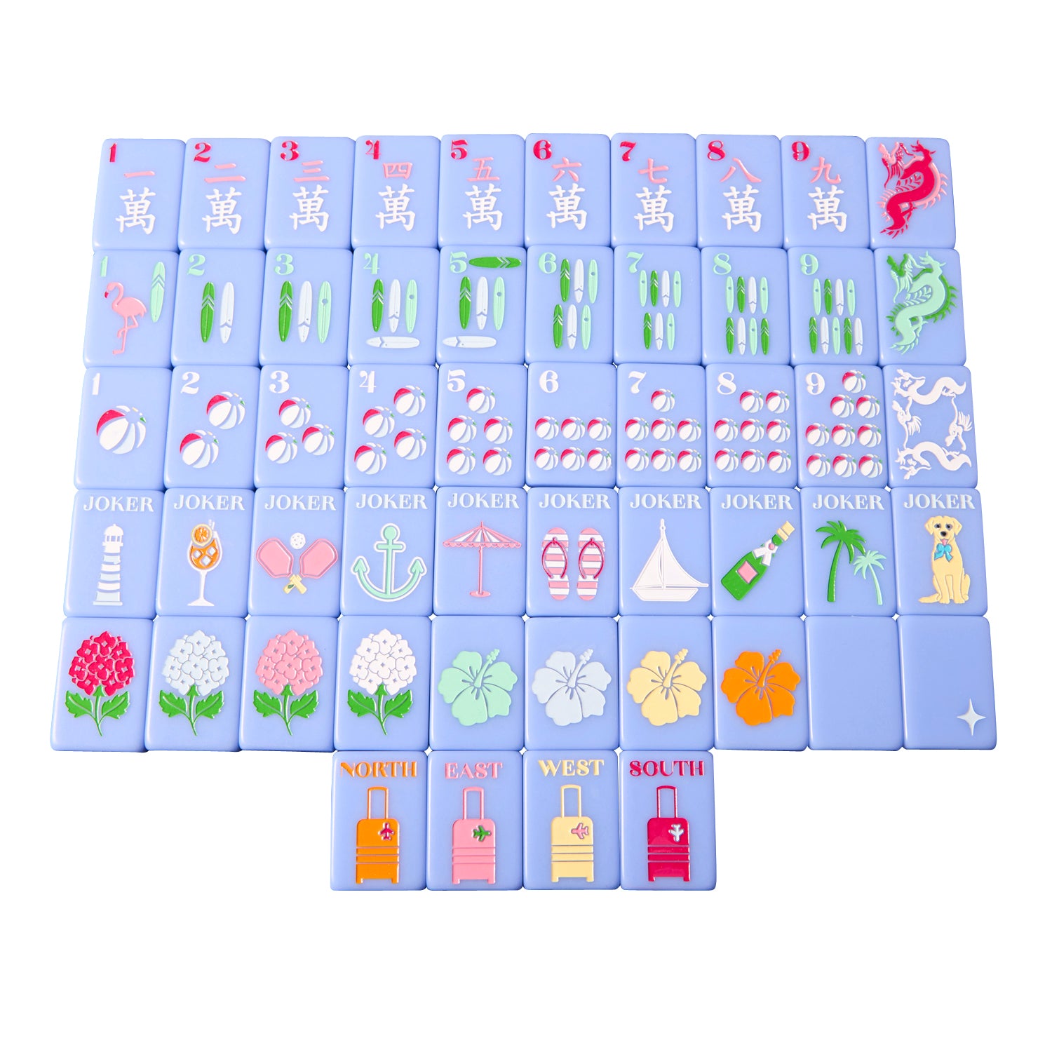 Bespoke X Gray Malin Beach Club Mahjong Tiles - Cabana Blue