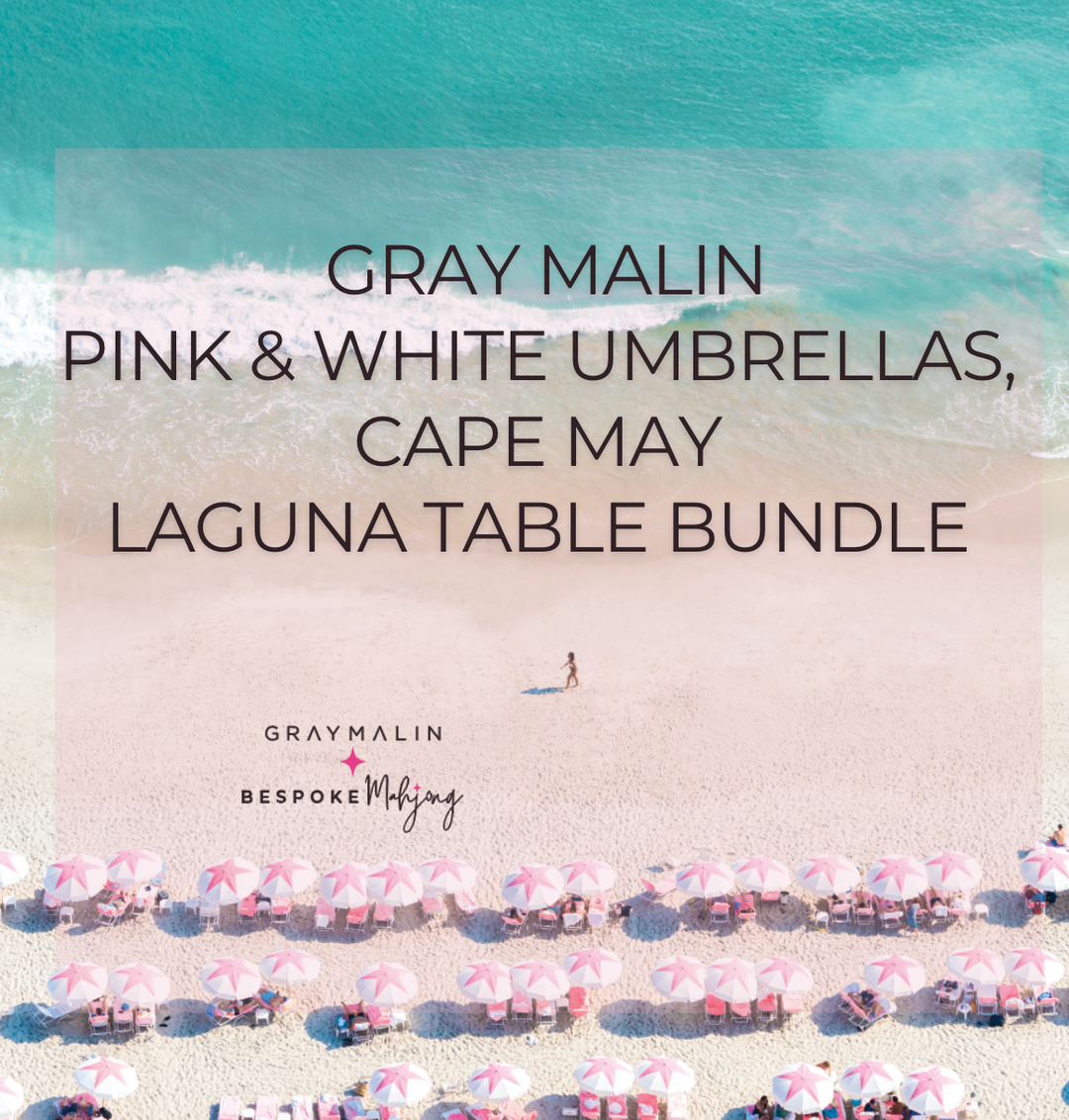 Bespoke Mahjong X Gray Malin Laguna Table Bundle - Pink and White Umbrellas, Cape May