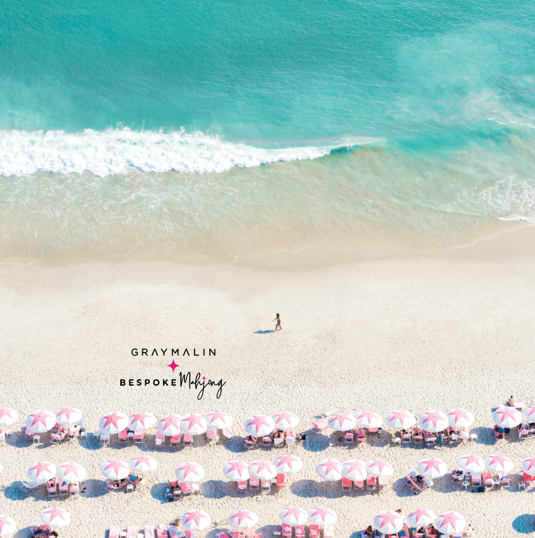 Bespoke Mahjong X Gray Malin Laguna Table Bundle - Pink and White Umbrellas, Cape May