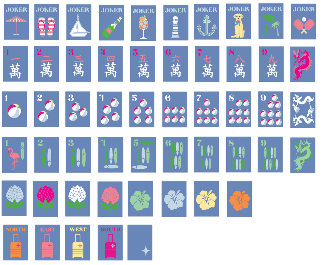 Bespoke Mahjong X Gray Malin Beach Club Mahjong Tiles - Cabana Blue