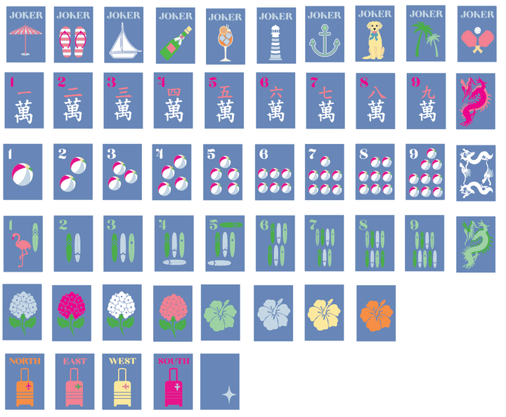 Bespoke Mahjong X Gray Malin Beach Club Mahjong Tiles - Cabana Blue
