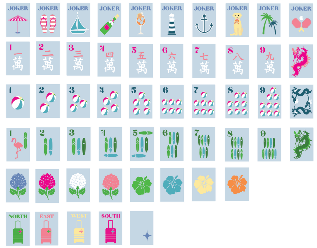 Bespoke Mahjong X Gray Malin Beach Club Mahjong Tiles - Ocean Blue