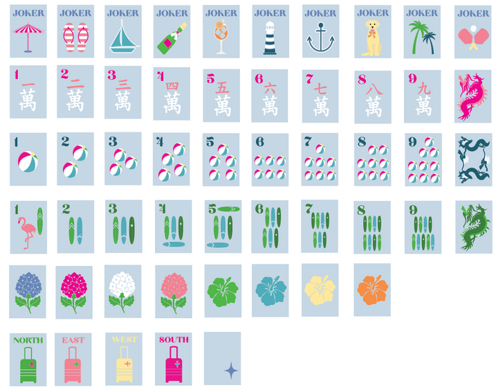 Bespoke Mahjong X Gray Malin Beach Club Mahjong Tiles - Ocean Blue
