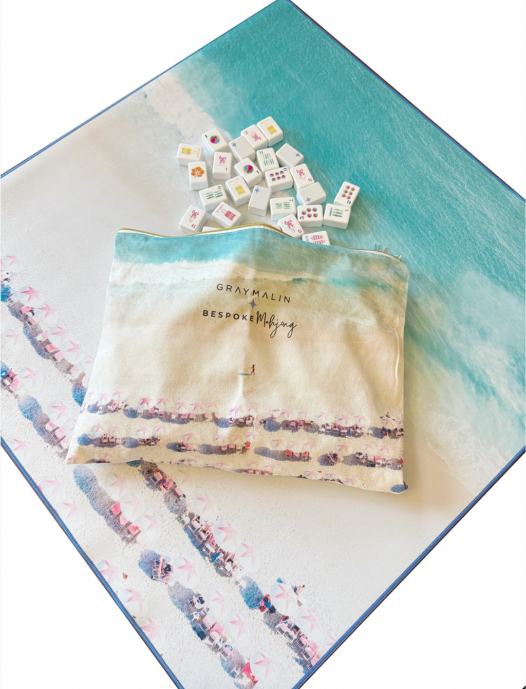 Bespoke Mahjong X Gray Malin Beach Club XL Mega Tiles - Ocean Blue