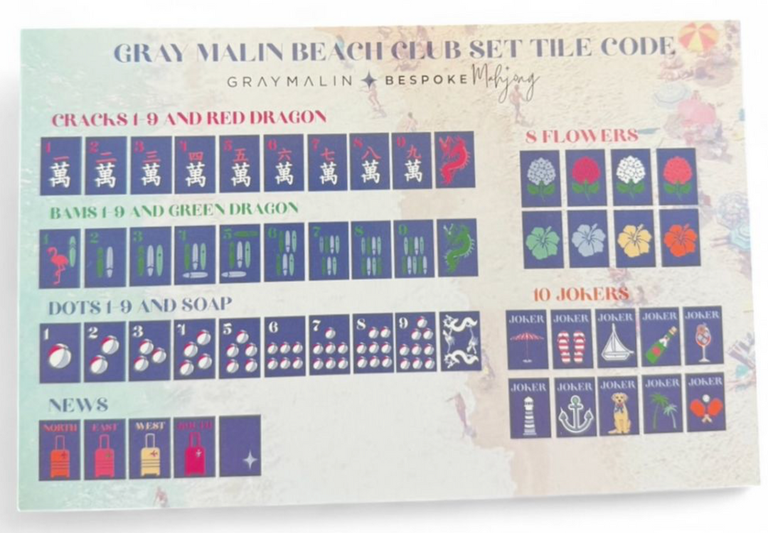 Bespoke Mahjong X Gray Malin Beach Club Mahjong Tiles - Cabana Blue
