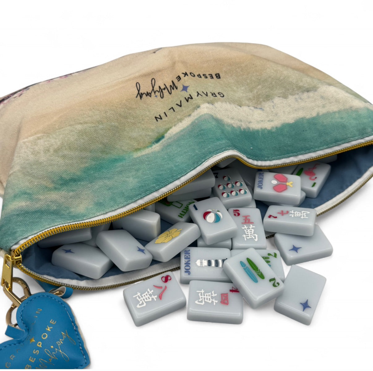 Mah Grey Bespoke X Gray Malin Beach Club Mahjong Tiles - OCEAN BLUE – Bespoke ...