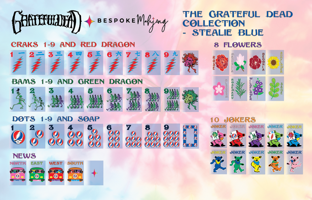 Grateful Dead x Bespoke Mahjong   - STEALIE BLUE TIE DYE PEARL