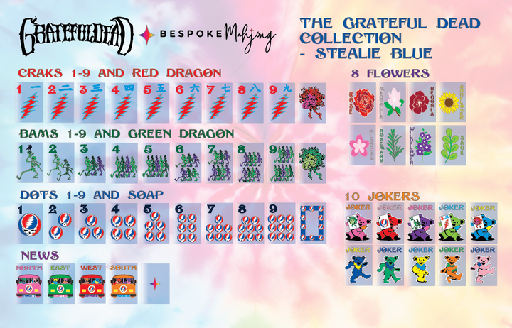 Grateful Dead x Bespoke Mahjong   - STEALIE BLUE TIE DYE PEARL