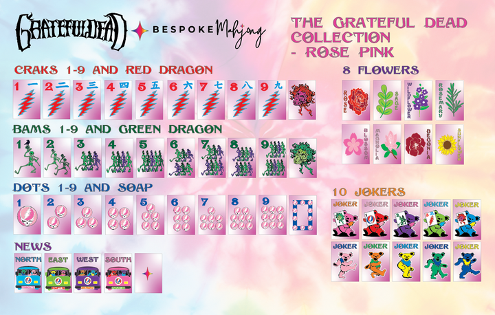 Grateful Dead x Bespoke Mahjong  - ROSE PINK TIE DYE PEARL