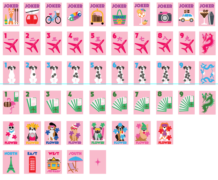 Bespoke X Gray Malin Getaway Dogs Mahjong Tiles - Beverly Hills Pink