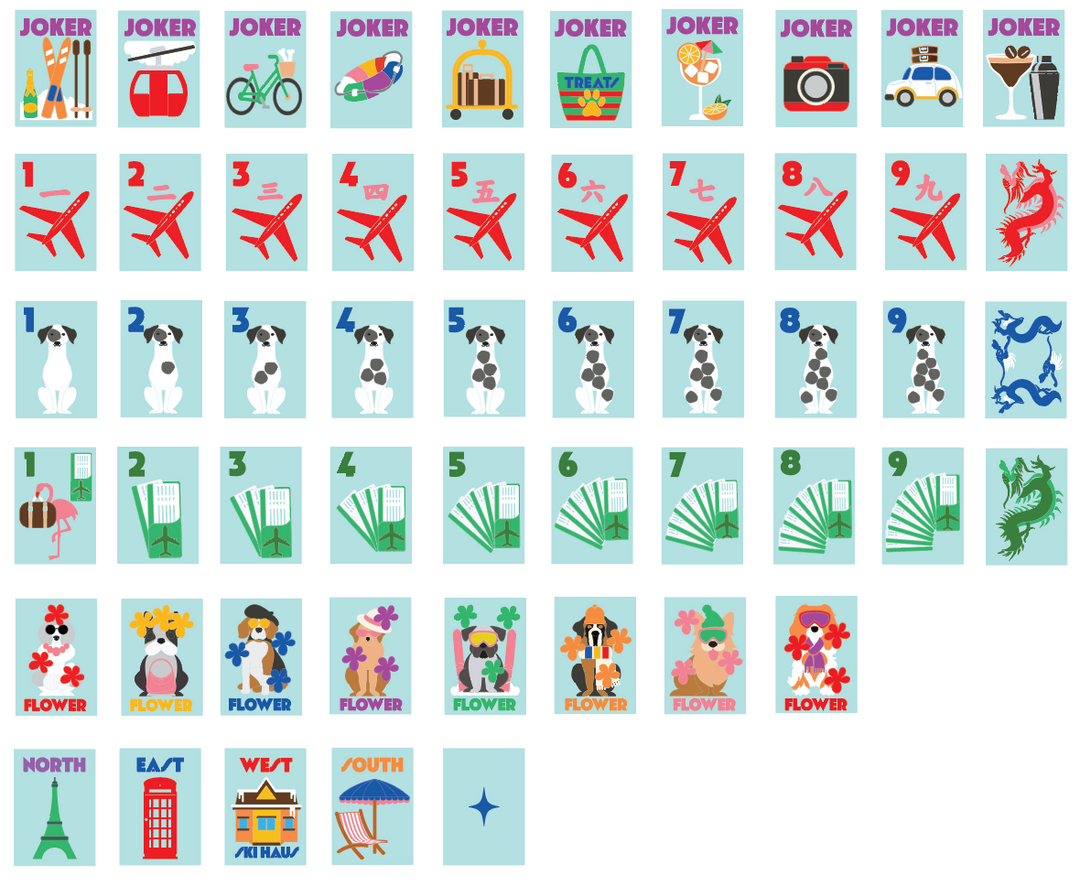 Bespoke X Gray Malin Getaway Dogs Mahjong Tiles - Icy Blue