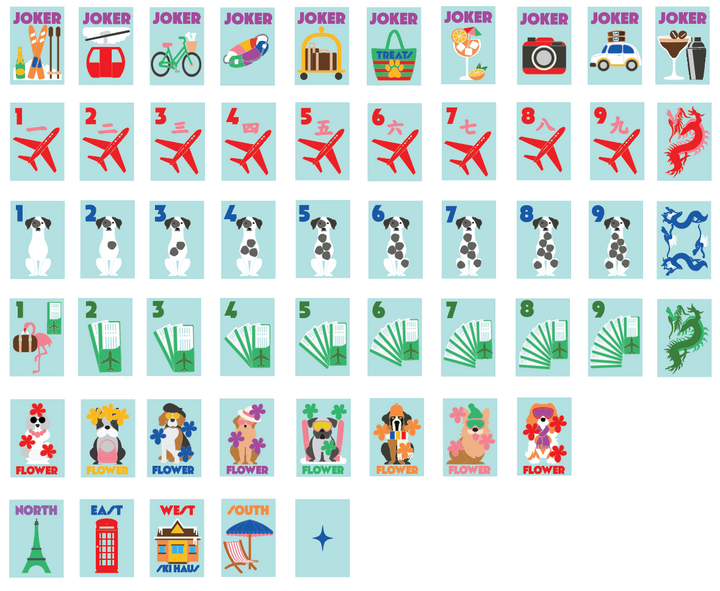Bespoke X Gray Malin Getaway Dogs Mahjong Tiles - Icy Blue
