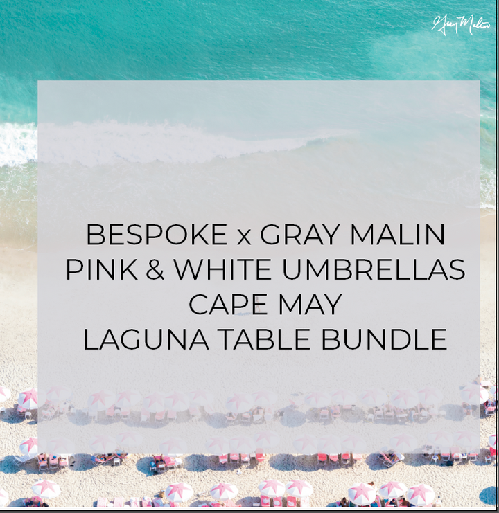 SPECIAL ORDER - Bespoke X Gray Malin Laguna Table - Pink and White Umbrellas, Cape May