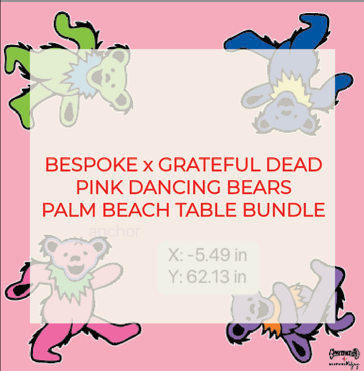 SPECIAL ORDER - THE PALM BEACH TABLE - GRATEFUL DEAD x BESPOKE MAHJONG - PINK DANCING BEARS