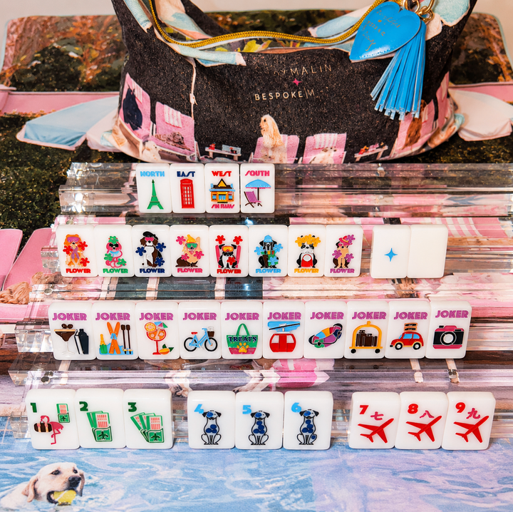 Bespoke X Gray Malin Getaway Dogs Mahjong Tiles - Bright White
