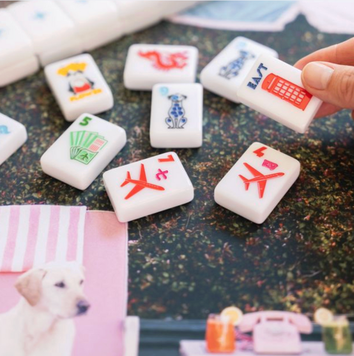 Bespoke X Gray Malin Getaway Dogs Mahjong Tiles - Bright White