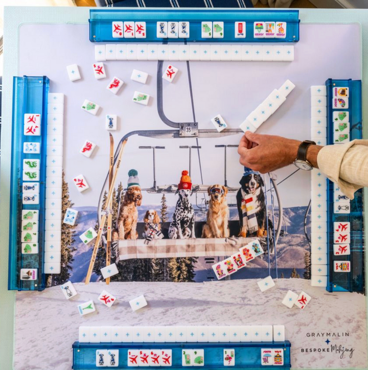Bespoke X Gray Malin Getaway Dogs Mahjong Tiles - Bright White