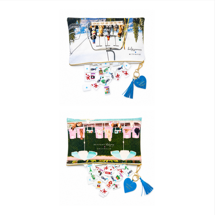 Bespoke X Gray Malin Getaway Dogs Mahjong Tiles - Bright White