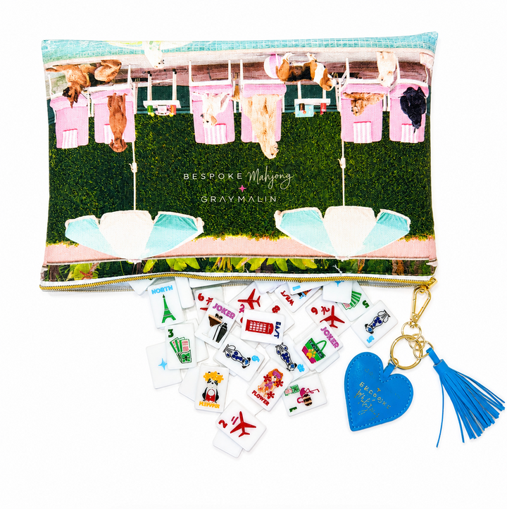 Bespoke X Gray Malin Getaway Dogs Mahjong Tiles - Bright White
