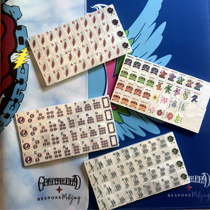 Grateful Dead x Bespoke Mahjong Travel Tiles Kit - COSMIC WHITE PEARL