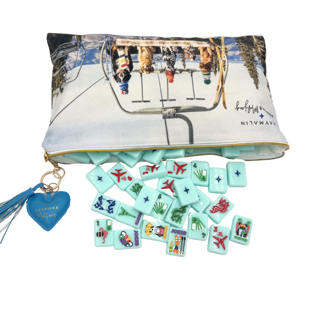 Bespoke X Gray Malin Getaway Dogs Aspen Aspen Chairlift Pups Tile Bag - Traditional Size