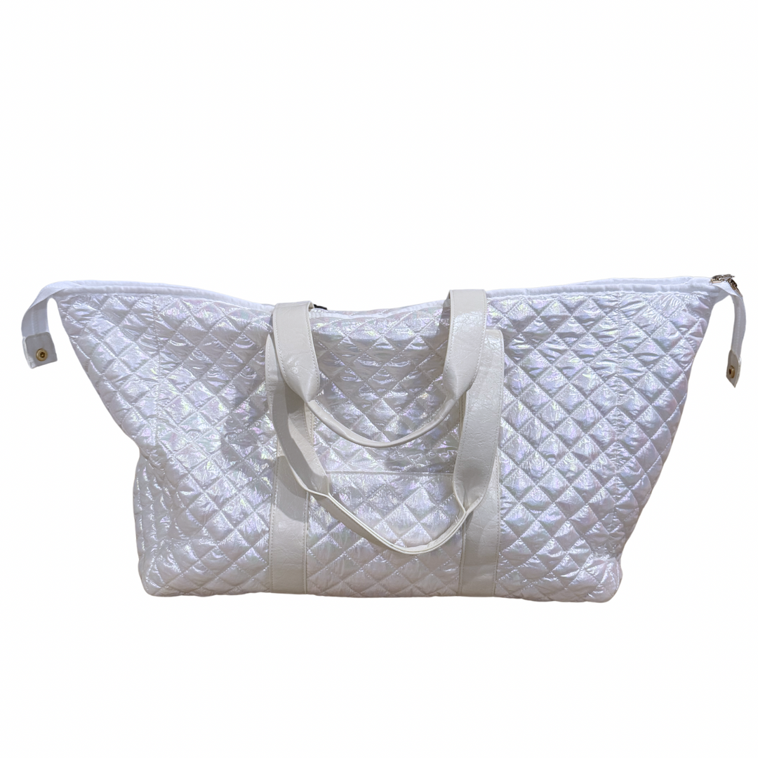 Patch Perfect Quilted Tote - Iridescent White