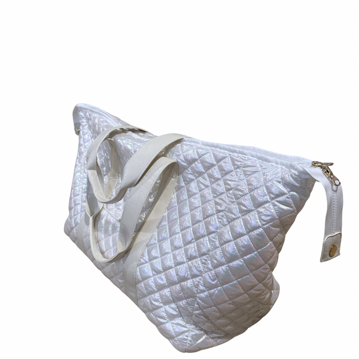 Patch Perfect Quilted Tote - Iridescent White