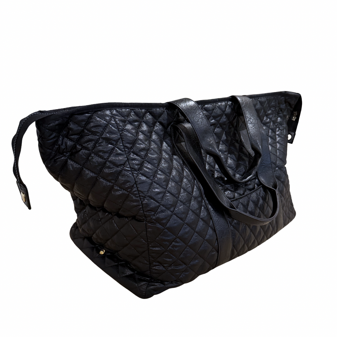 Patch Perfect Quilted Tote - Midnight Black