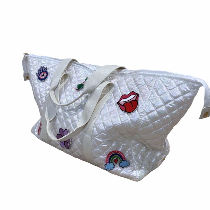 Patch Perfect Quilted Tote - Iridescent White