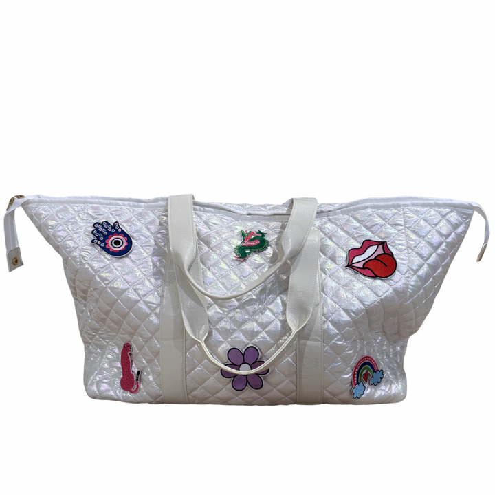 Patch Perfect Quilted Tote - Iridescent White