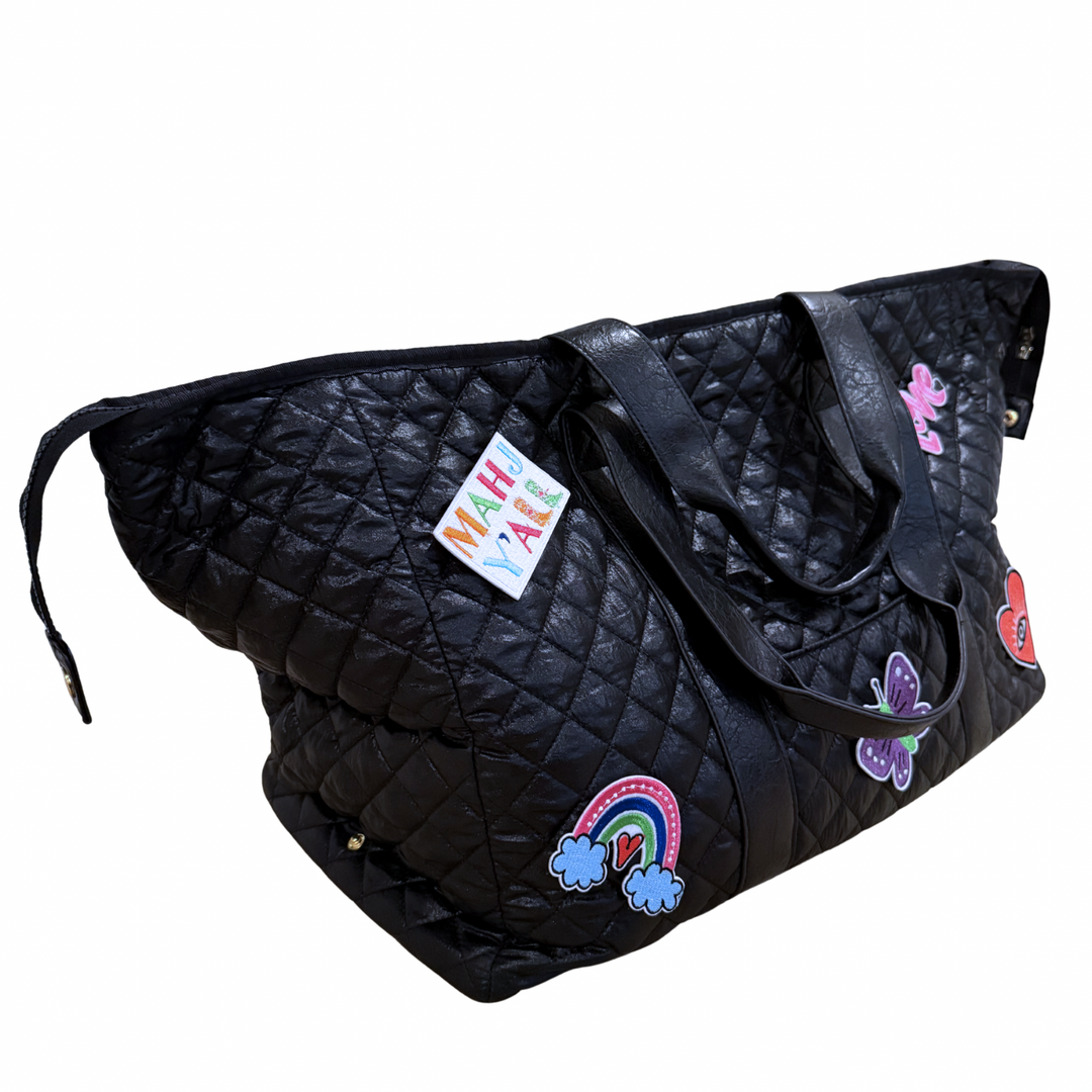 Patch Perfect Quilted Tote - Midnight Black